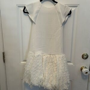 Lili Gaufrette Girls White Dress with Bubble Skirt - Size 12